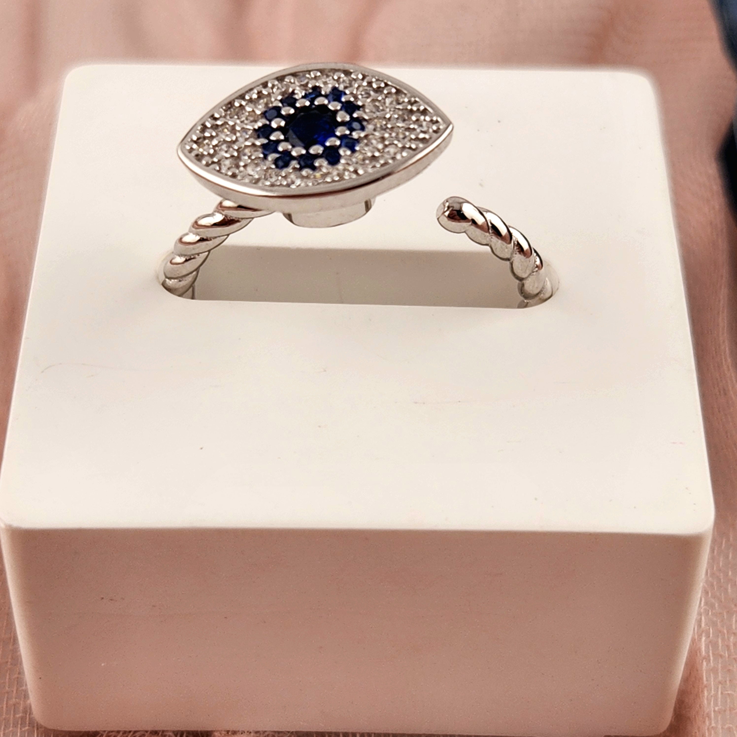 Evil Eye Fidget Spinning Ring - Silver S925