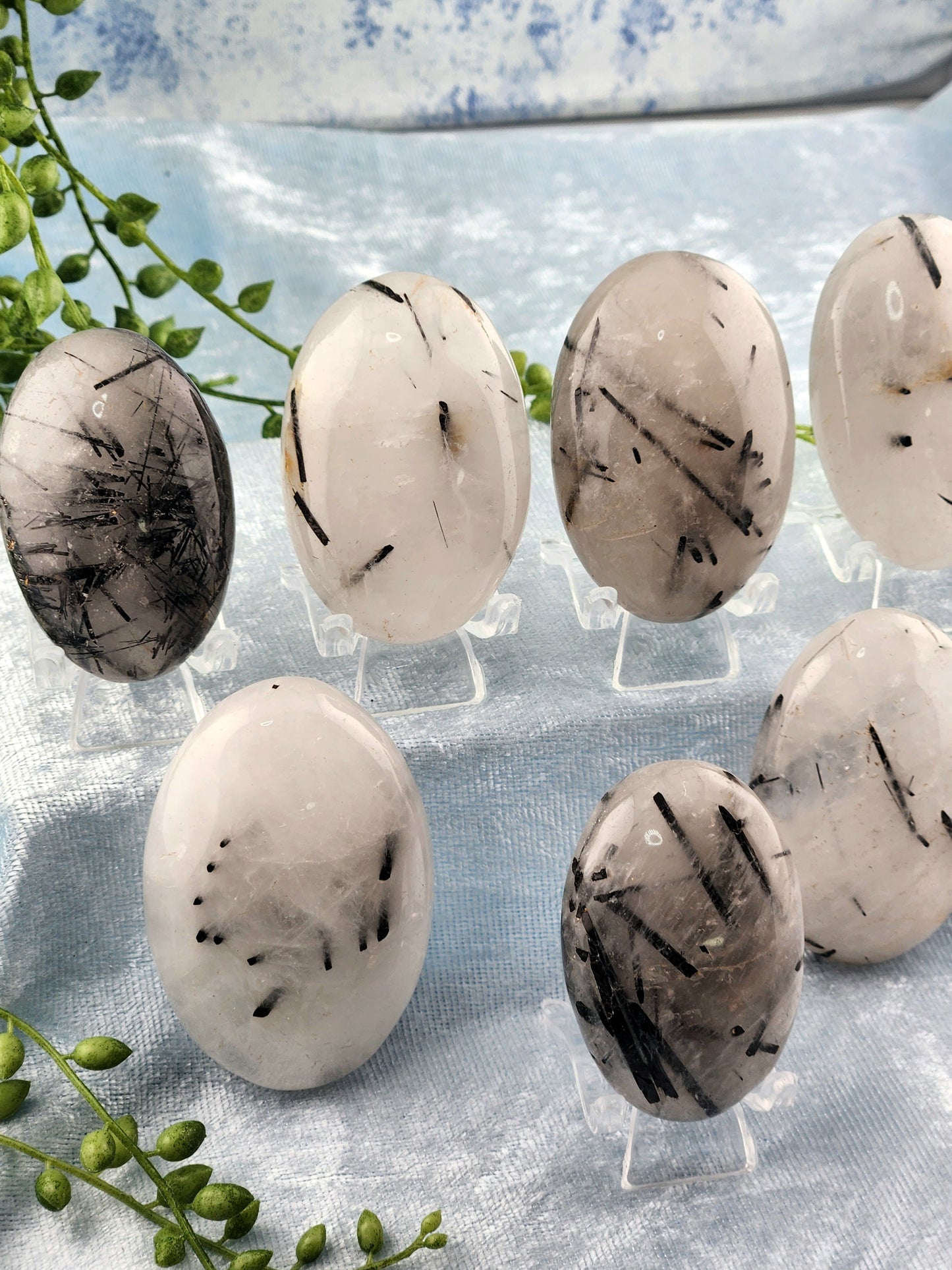 Black Tourmaline Rutile In Quartz Palmstones