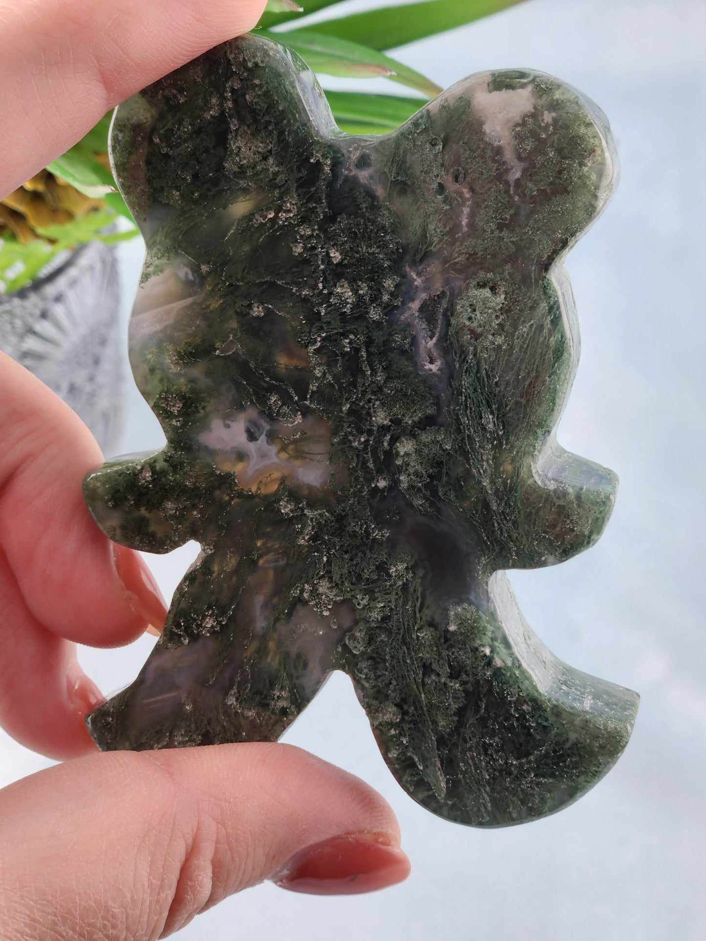 Moss Agate Teddy Bear