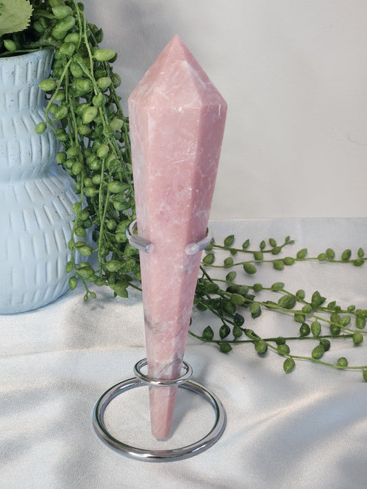 Pink Opal Wand on Silver Stand