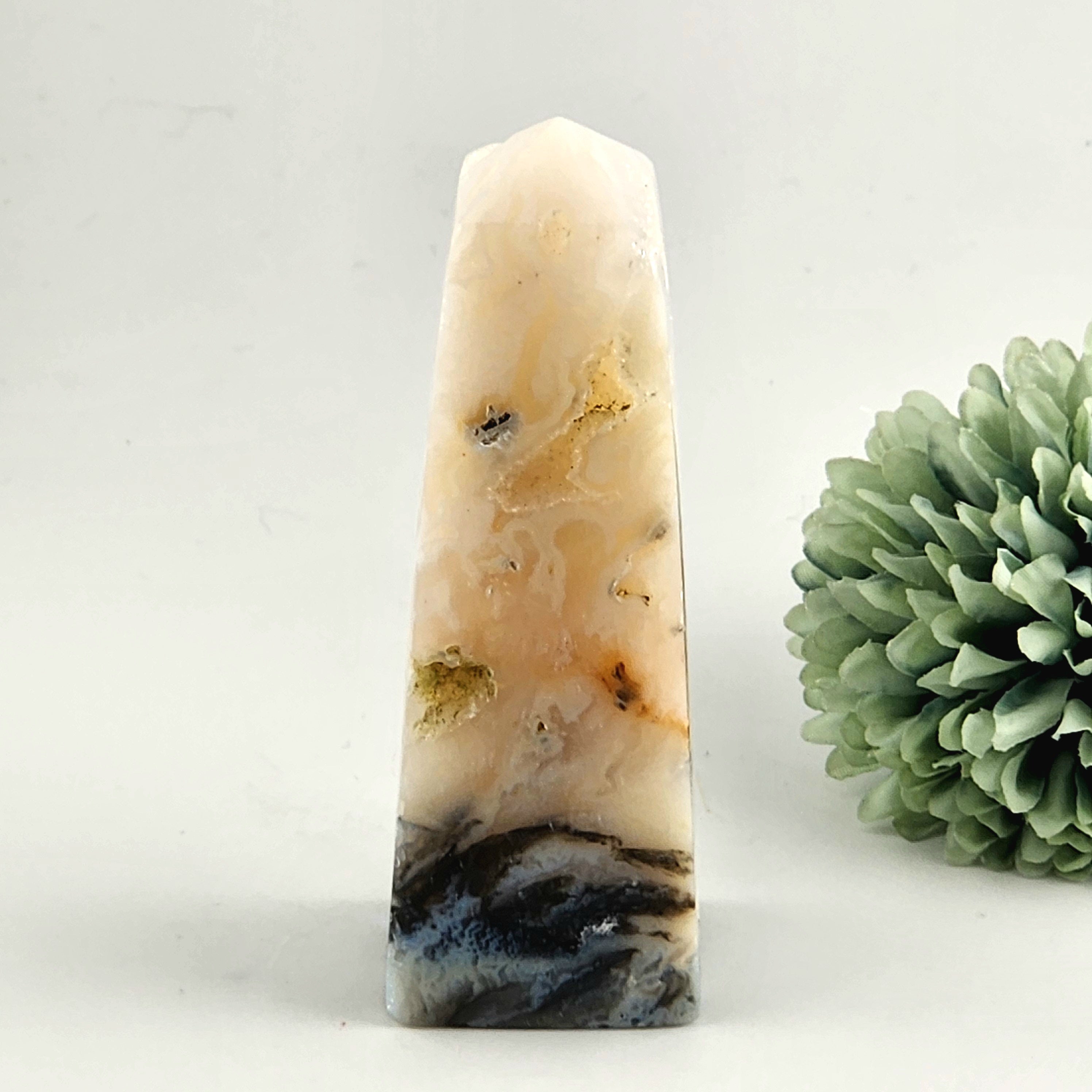 Pink Plume Agate Tower