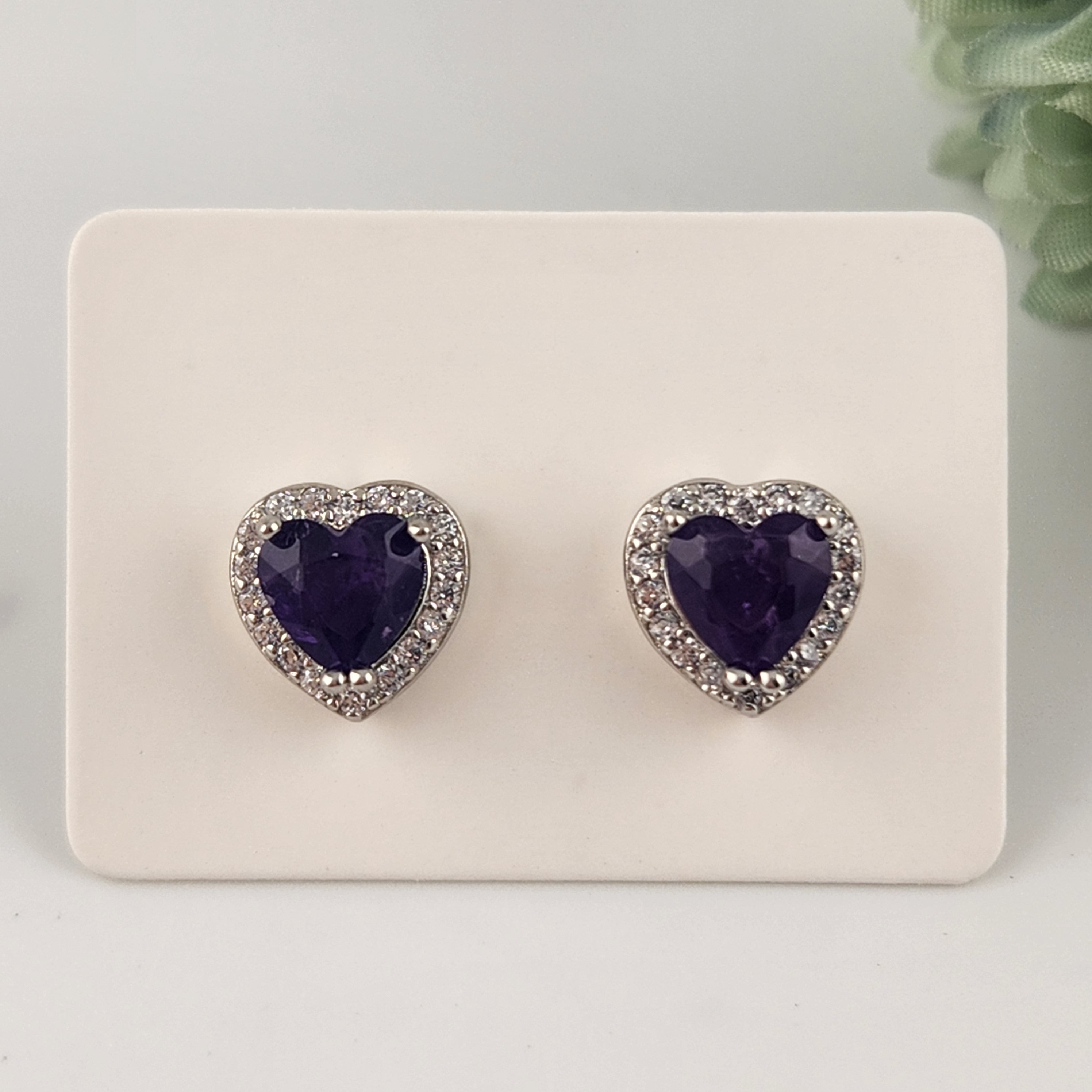 Amethyst Heart S925 Earrings