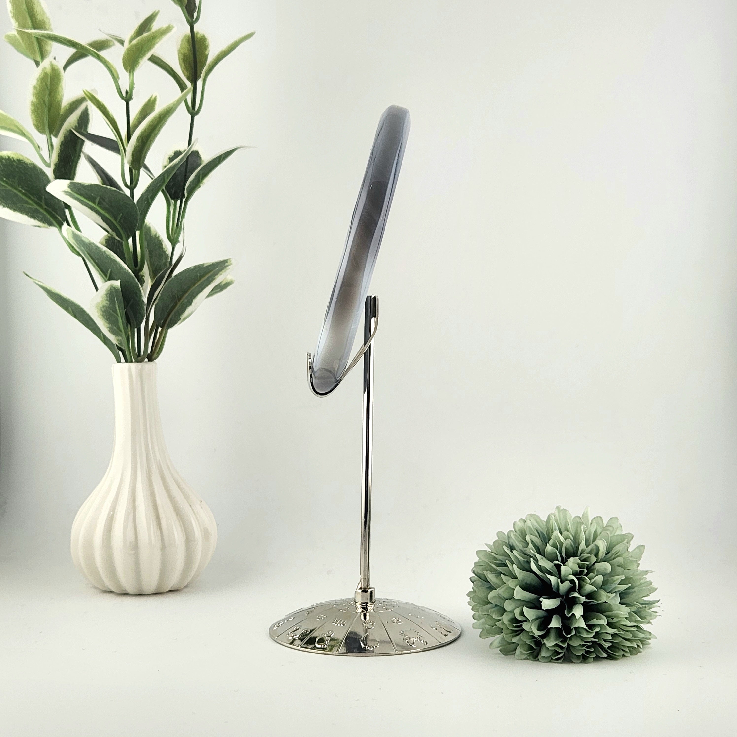 Blue Agate Moon with White and Black Druzy Centre