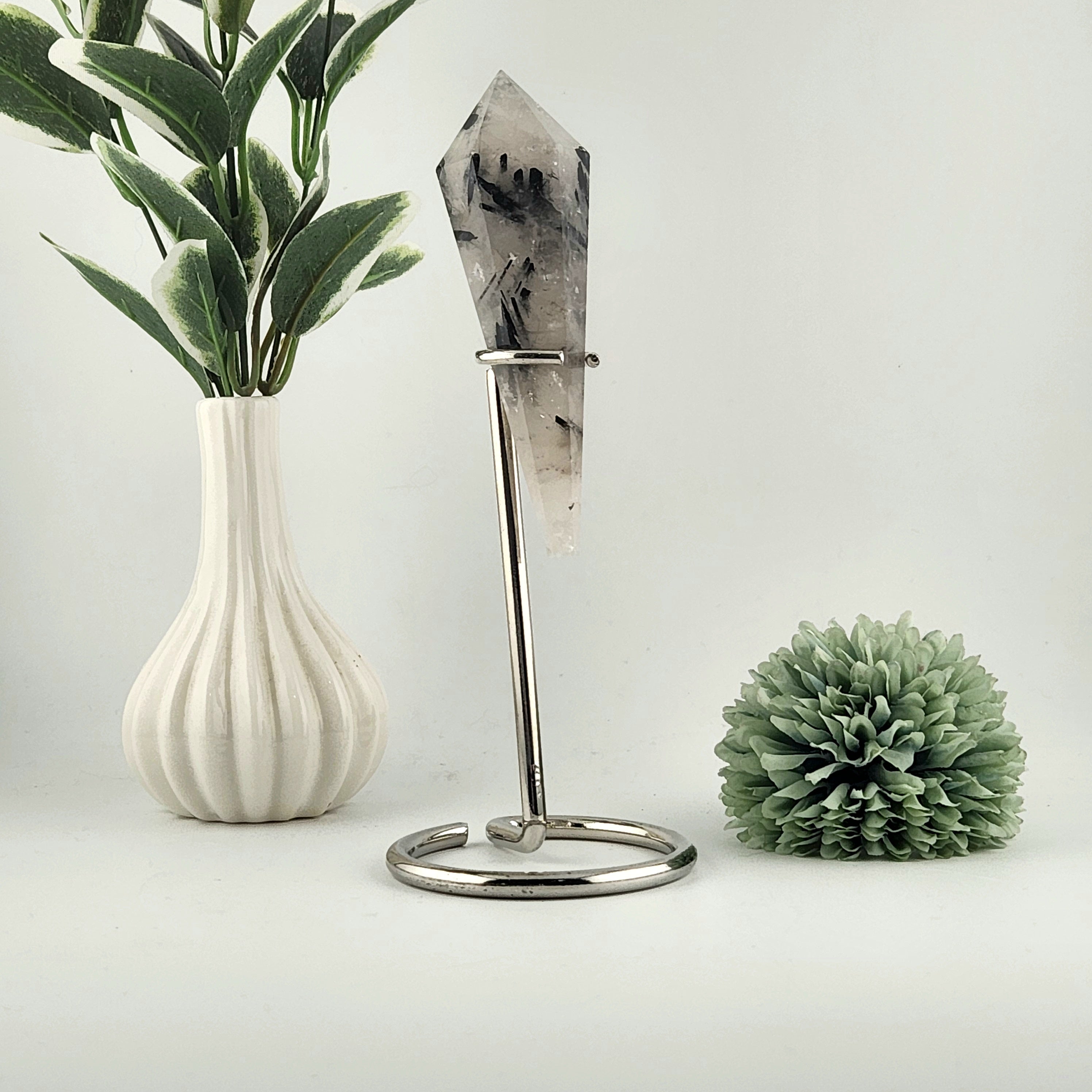 Clear Quartz with Black Tourmaline Wand